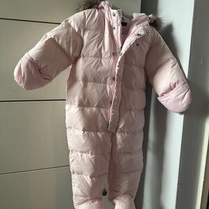 Tommy Pink girl Puffer Snowsuit with Fur Trim